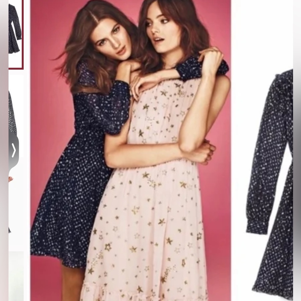 Kate spade navy metallic star silk dress